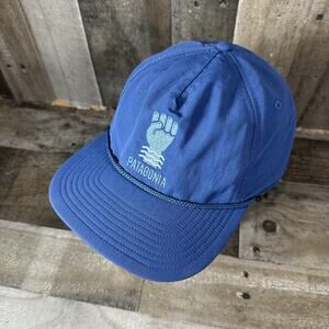 Patagonia Hat Cap Strap Back Navy Blue Rope Mens Waterfarer Protect Your Peaks